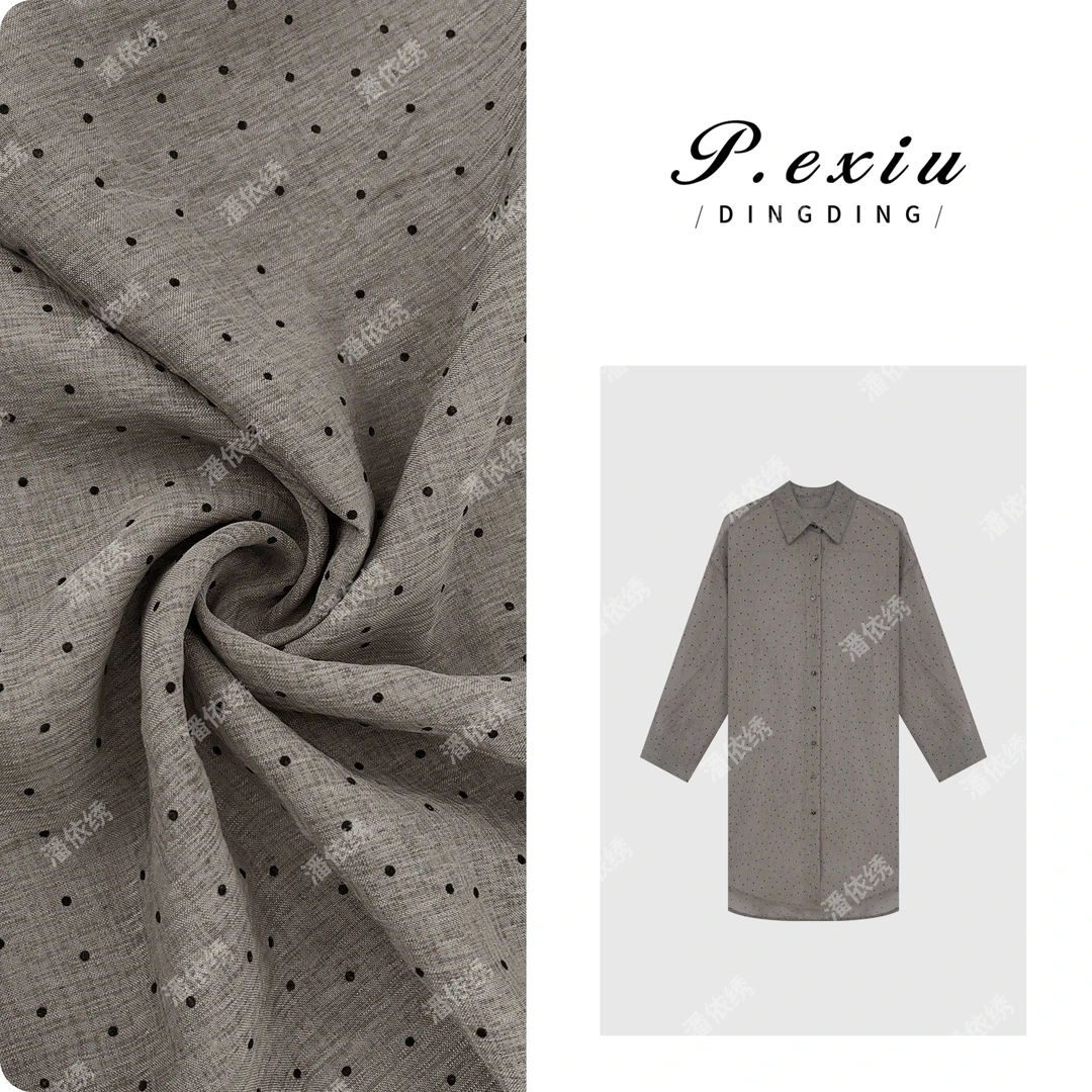 PanYiXiu/潘依绣慵懒风植绒波点设计感中长款衬衫 7081T