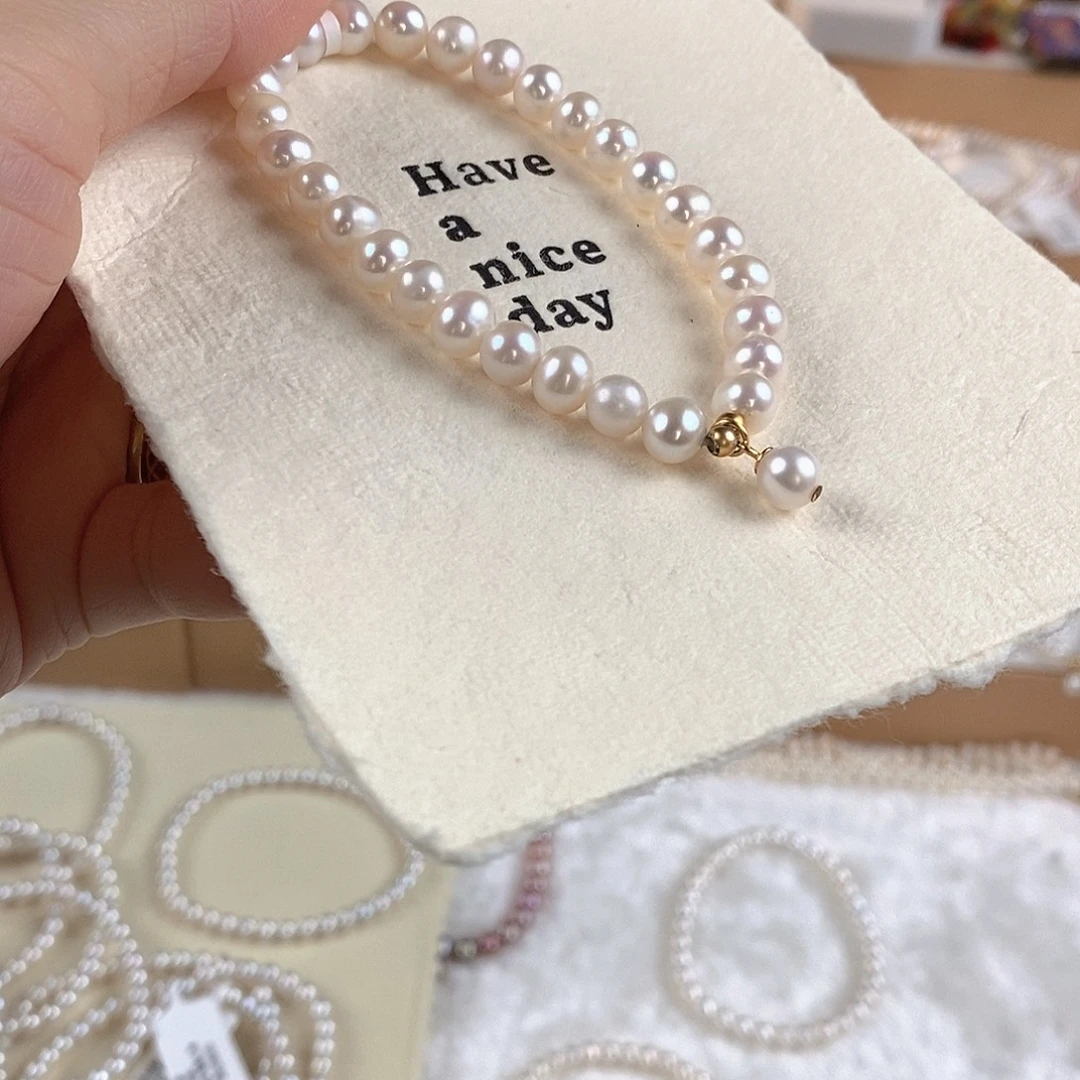 银S925镶嵌手绳淡水珍珠