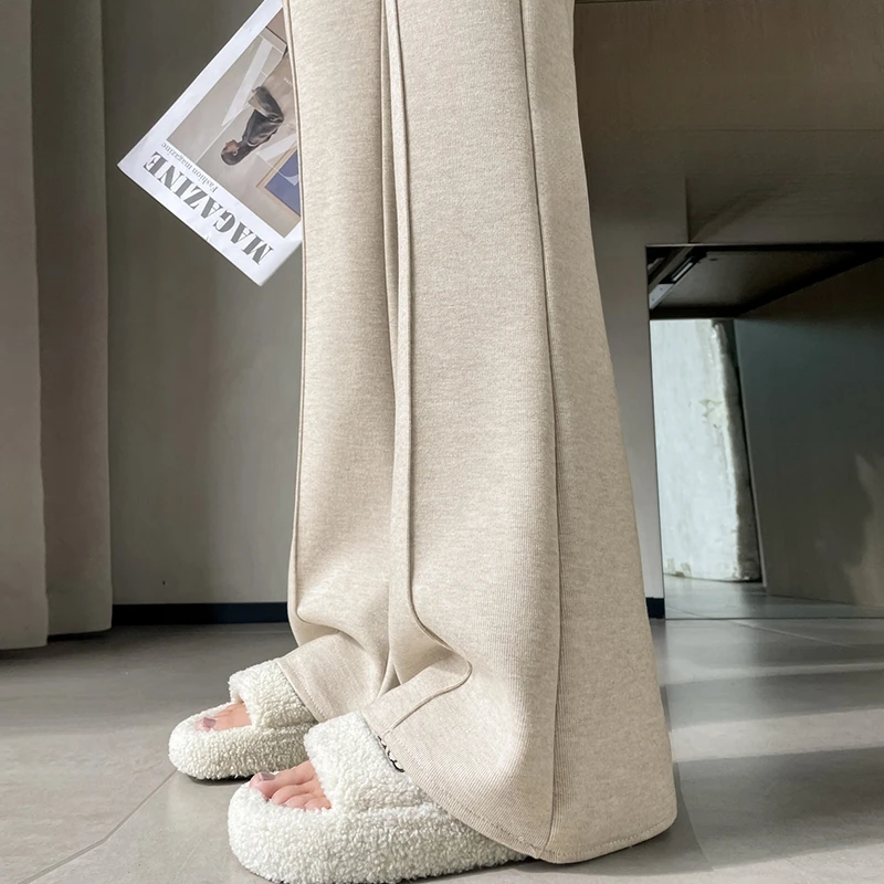 微喇叭休闲裤女裤秋季2025新款小个子高腰显瘦慵懒风垂感长裤洋气