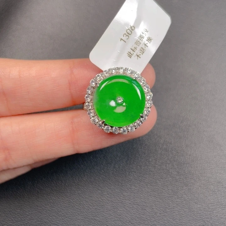 吊坠(不含链)银S925镶嵌翡翠