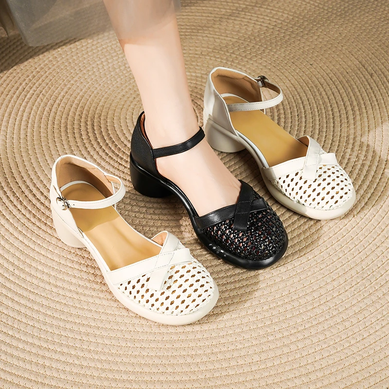 真皮凉鞋女款2025新款爆款百搭夏外穿配裙子高级感厚底增高女鞋子