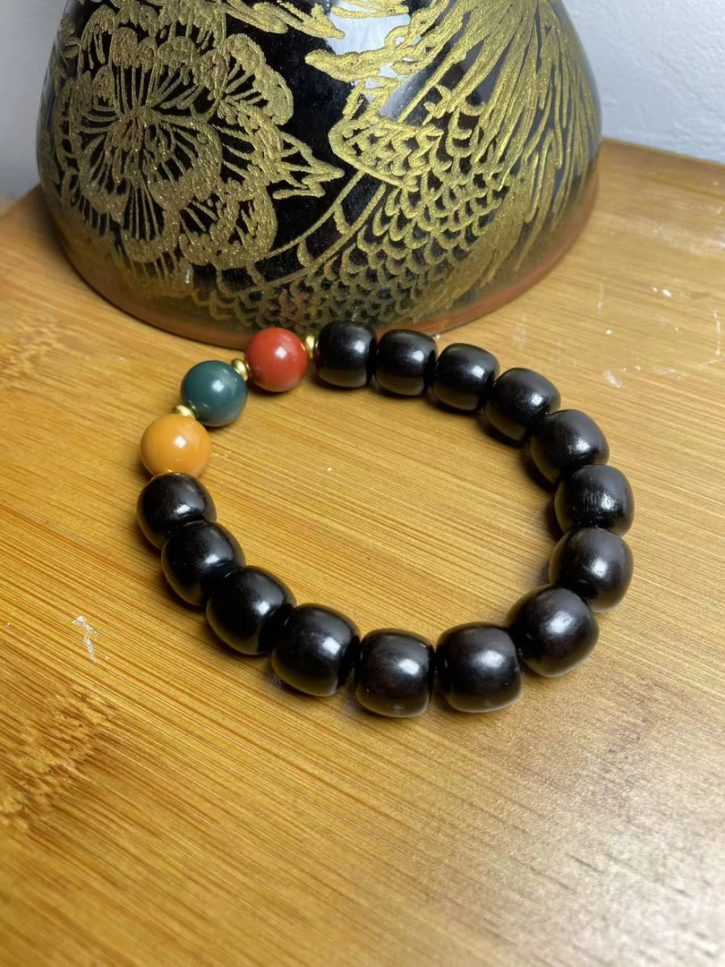 【九球】黑色单圈 带三色珠