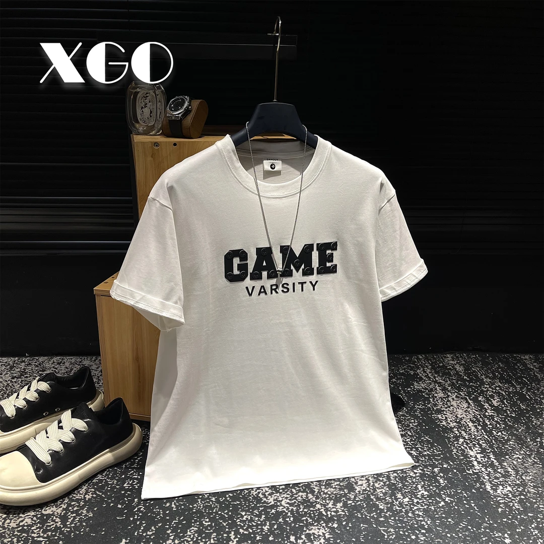 【XGORAD】原创重磅夏季字母立体康力印花重磅休闲纯棉圆领短袖男士
