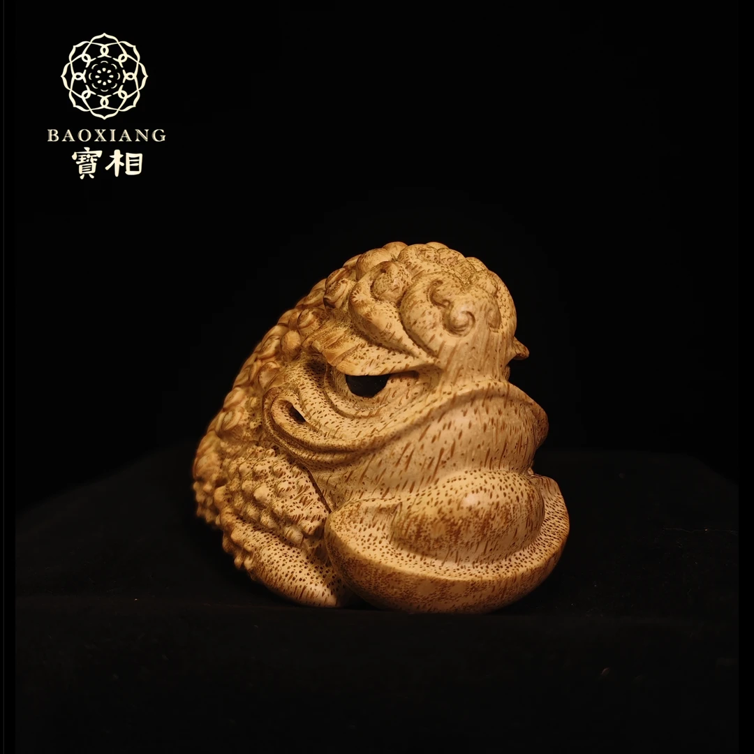 手工孤品｜三足金蟾｜招财进宝｜高约6.9厘米｜竹根雕文玩摆件手把件