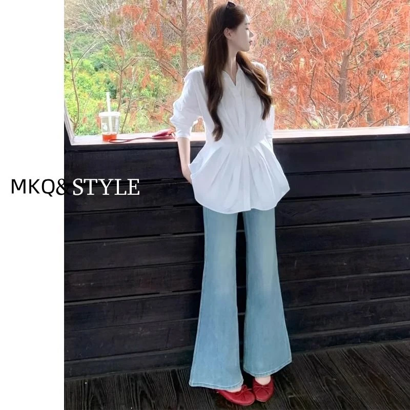 孕妇裤子春夏外穿大码微喇叭裤2025新款小个子打底牛仔裤夏季薄款