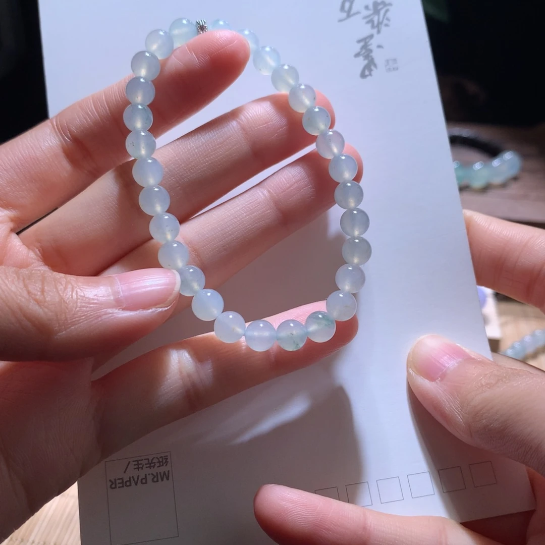 翡翠手串未镶嵌6+飘花洒金珠串