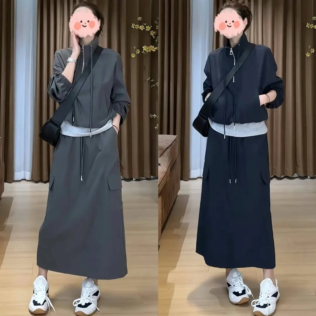 小众炸街高级感女装2025春季设计感拼接立领冲锋衣半身裙气质套装