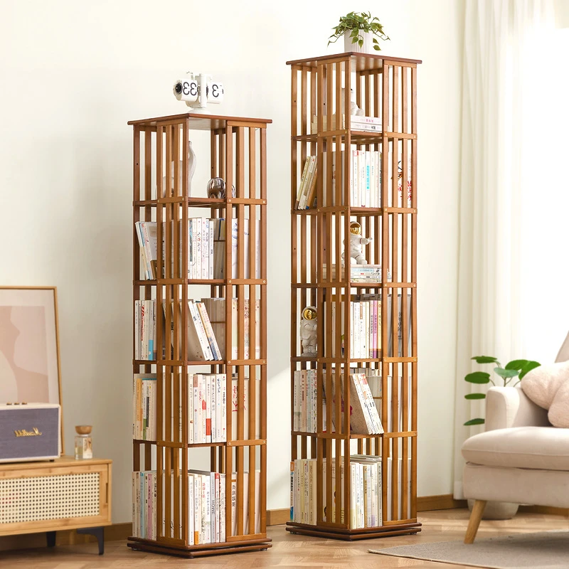 名创优品旋转书架书柜落地靠墙置物架儿童简约收纳架玩具柜展示柜