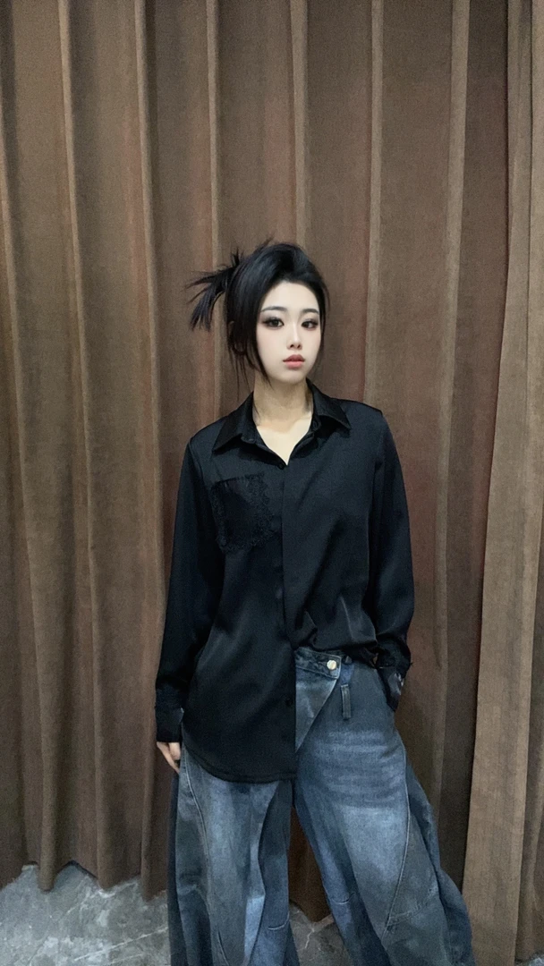 女士衬衫长袖轻奢高级感欧洲站设计感小众2025春季新款醋酸上衣