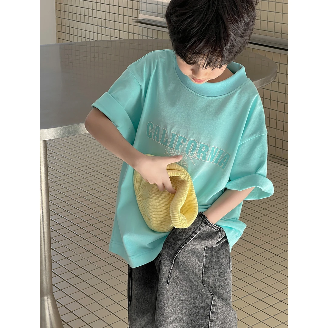 【现货】夏装儿童韩版时尚亮色系小清新休闲宽松短袖T恤CC1046-BXX1