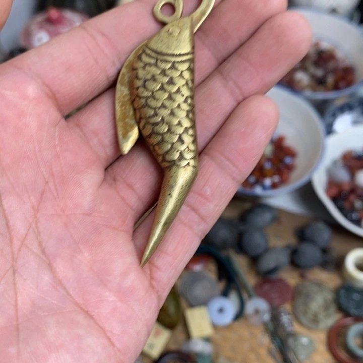 木***木铜铁合金类工艺品 鱼刀 摆件 微瑕