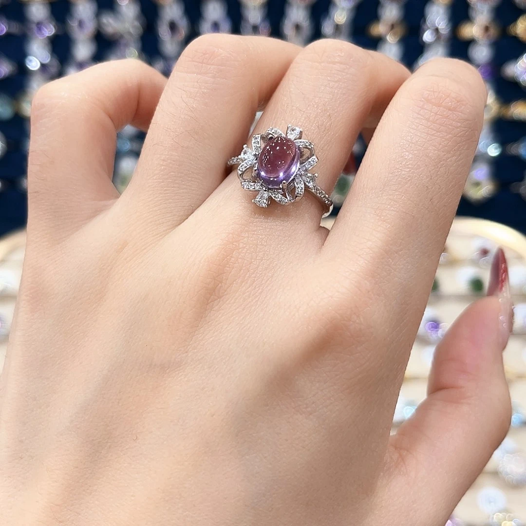 紫晶女款银S925镶嵌戒指