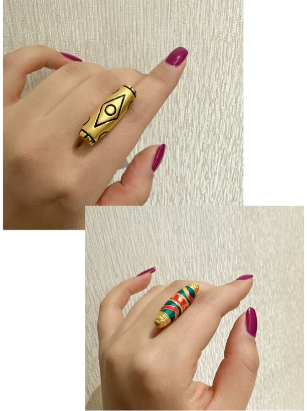 足金999手串编绳黄金长桶珠男女吊坠素款简约个性