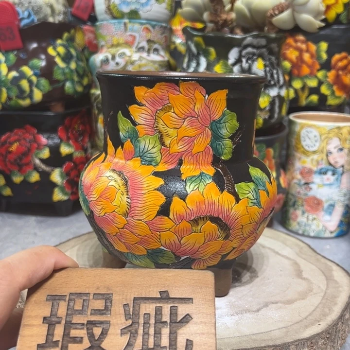 景德镇红陶精品手绘陶瓷