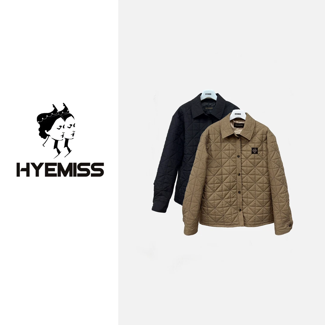 翻领刺绣菱形格时尚休闲百搭宽松舒适秋冬保暖棉服PD250354