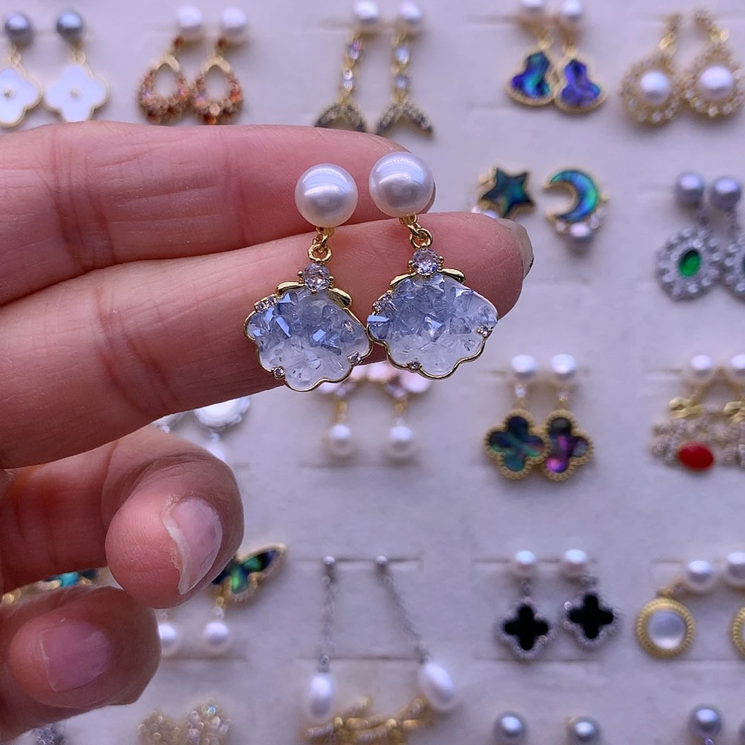 淡水珍珠耳饰合金