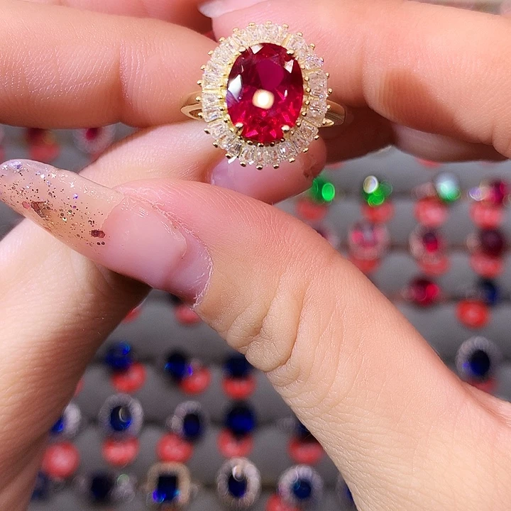 红宝石戒指银S925镶嵌