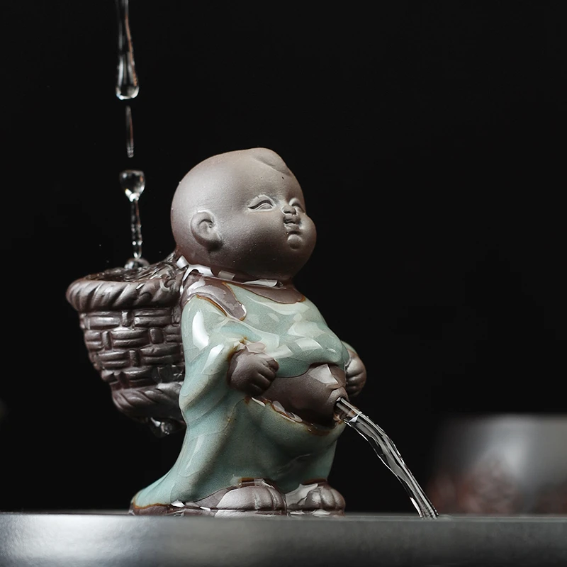可爱尿童茶宠摆件精品小孩撒尿娃娃喷水童子哥窑紫砂创意茶具配件