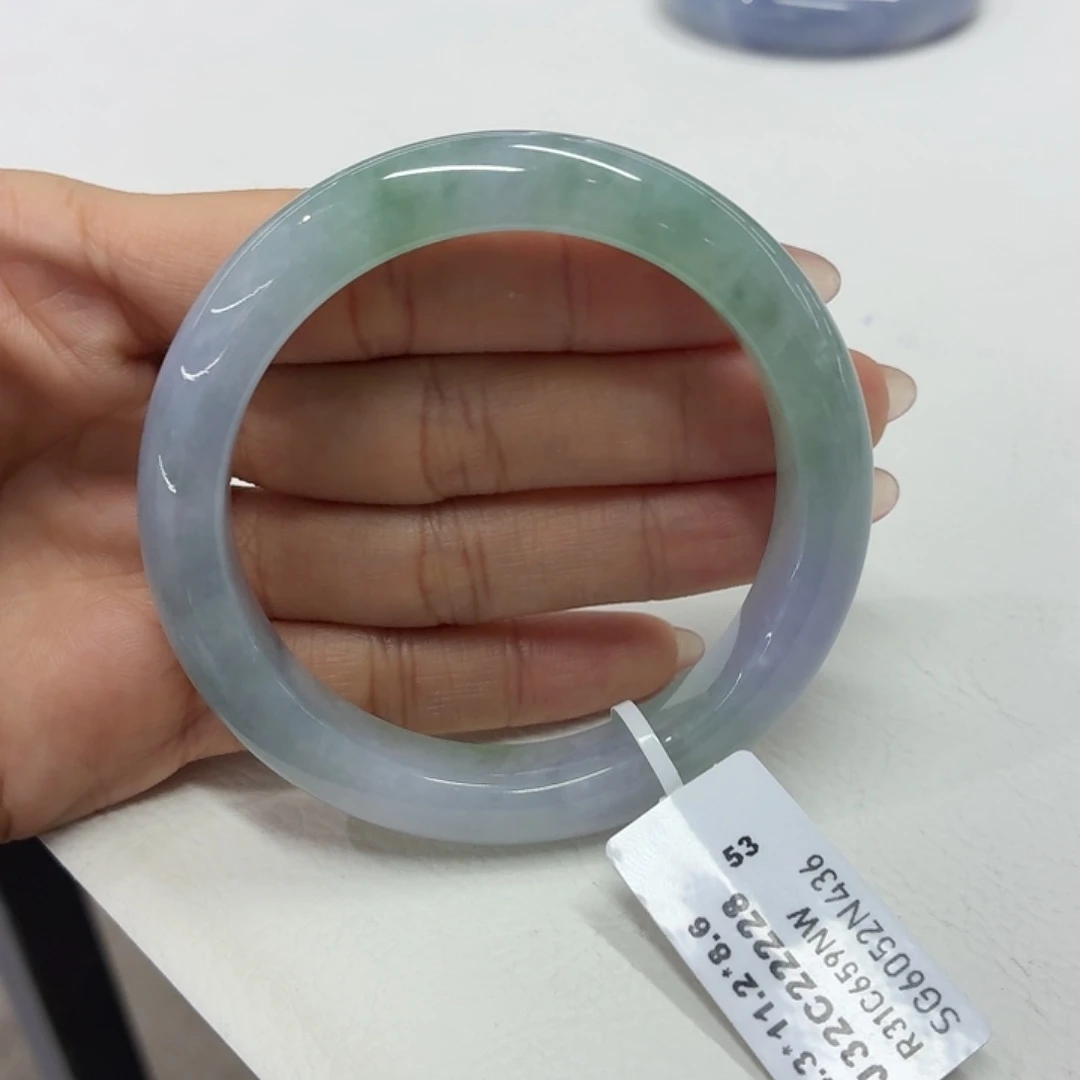 翡翠未镶嵌手镯缅甸翡翠手镯54.3春彩