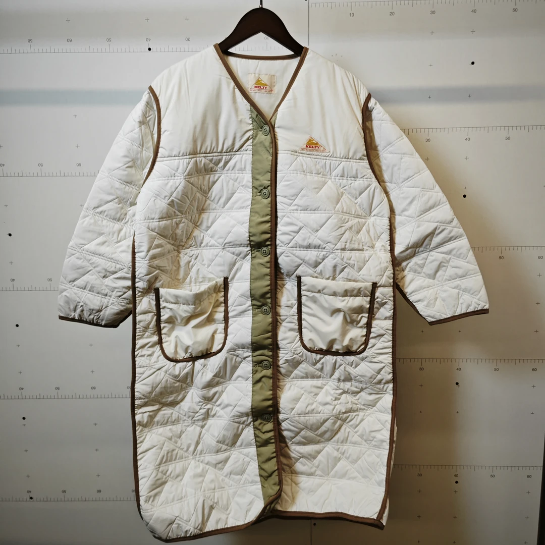 日系长款绗缝薄棉服 宽松版型