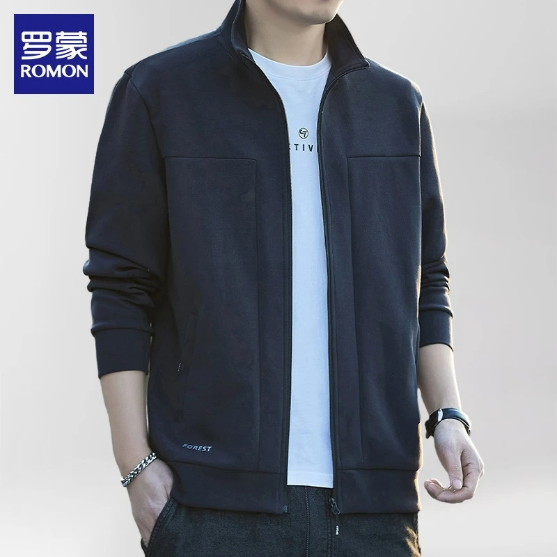 罗蒙男士开衫卫衣2025年秋季新款潮流休闲运动立领夹克上衣外套男