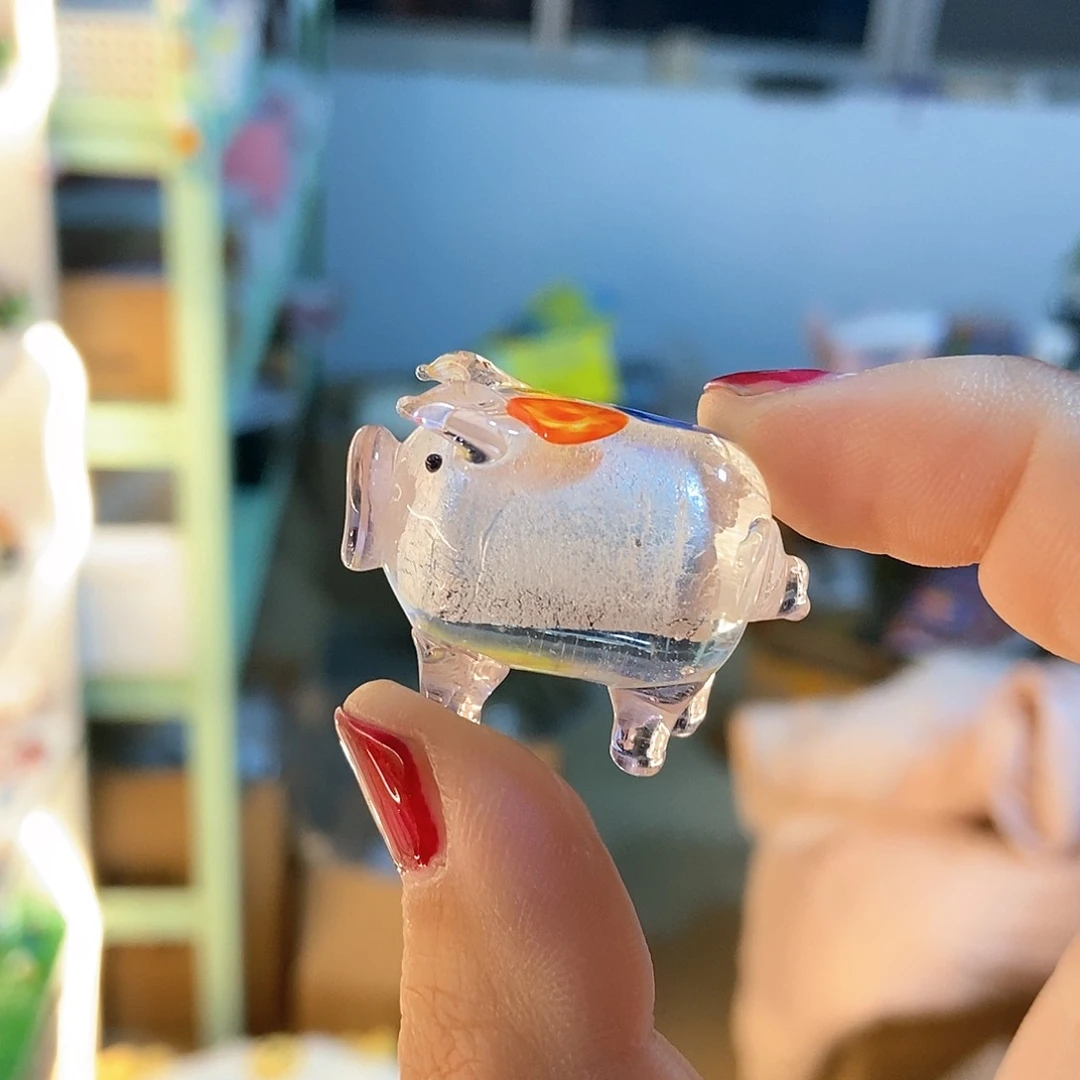 琉璃手工艺品银箔猪