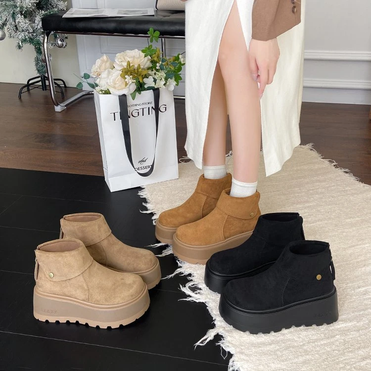 厚底7.5增高雪地靴女款马丁靴2025新款冬季加绒保暖短靴大头棉鞋