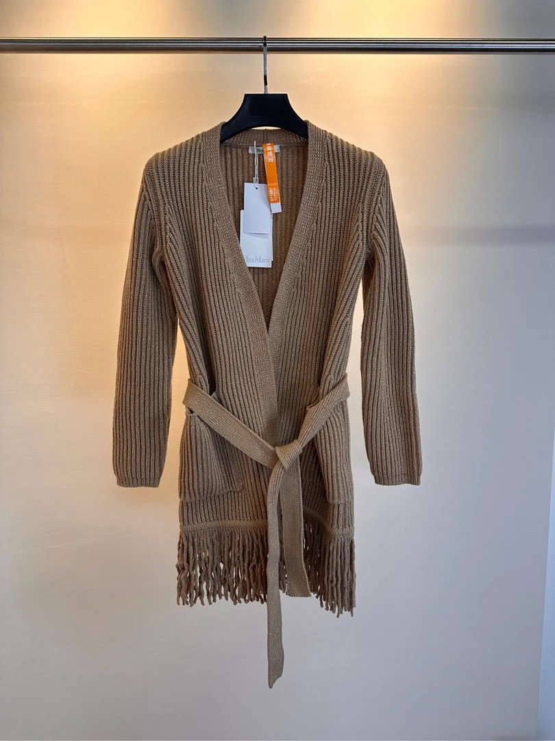 全新未使用 MaxMara 014167 流苏羊毛羊绒羊毛衫宽松针织衫 XS