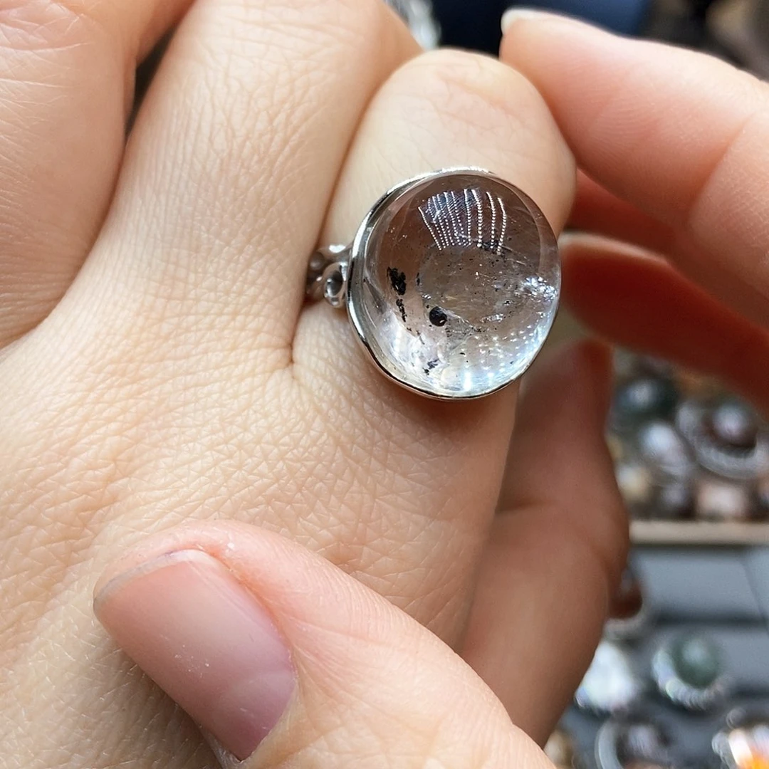 水晶戒指银S925镶嵌天***?