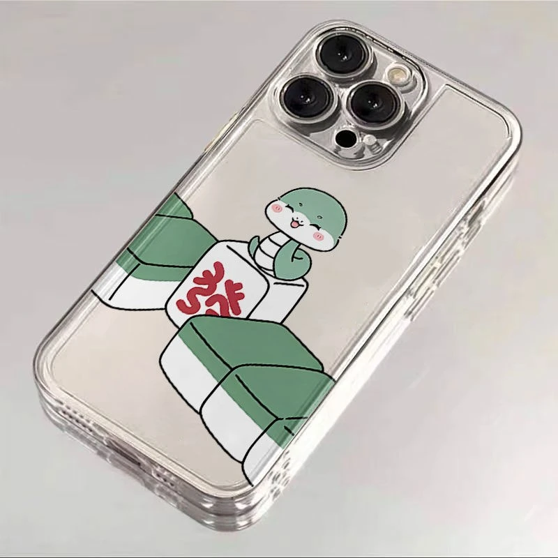 麻将蛇宝宝太空手机壳适用于苹果16透明iphone14手机壳1512pro