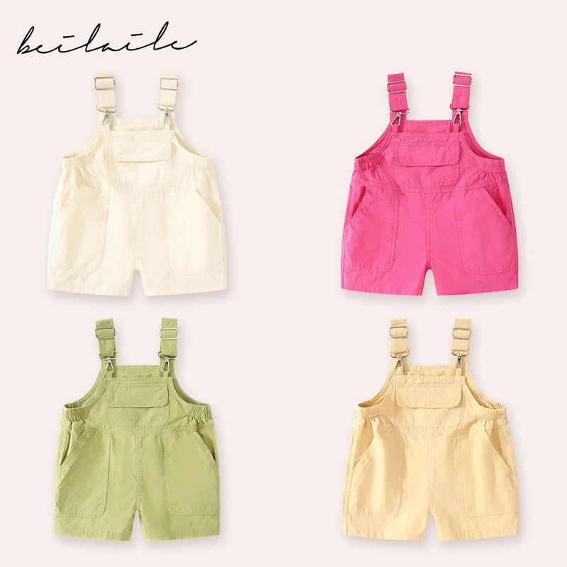 【透气棉背带裤 小乐妈咪】宝宝背带裤春夏女童秋季小婴儿背带裤