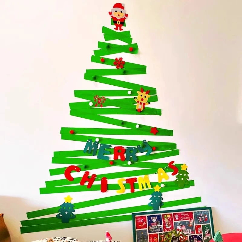 小红书同款圣诞树胶布DIY手工墙面装饰店铺橱窗商场布置拍照道具