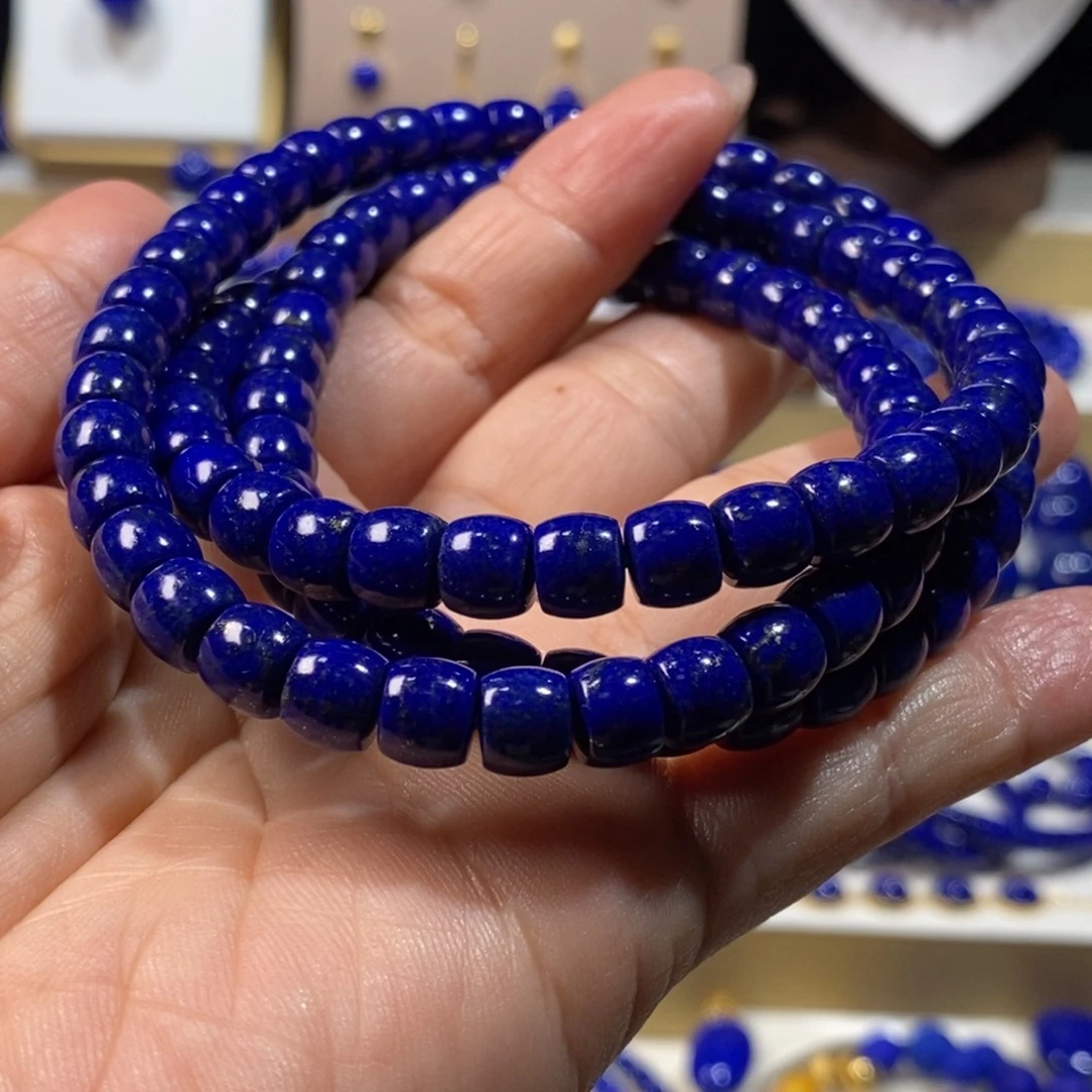 青金石未镶嵌手串7.5m直切老型108佛珠