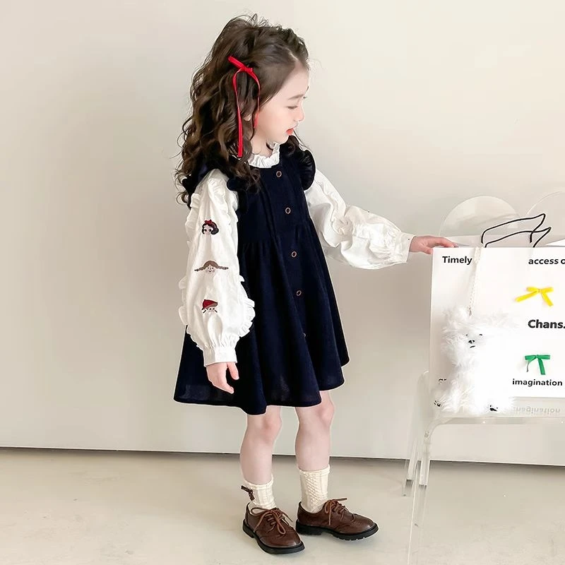 【奥莱折扣】女童春秋裙子套装春装2025新款儿童洋气春季连衣裙宝