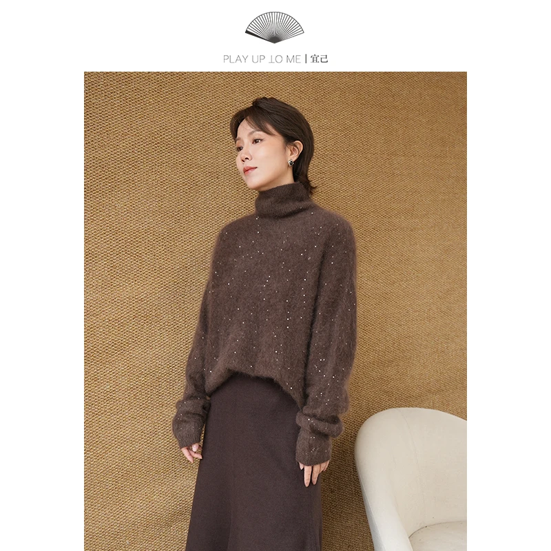 Play up to me宜己2025秋冬新款【小瑾】加绒加厚高领宽松毛衣女