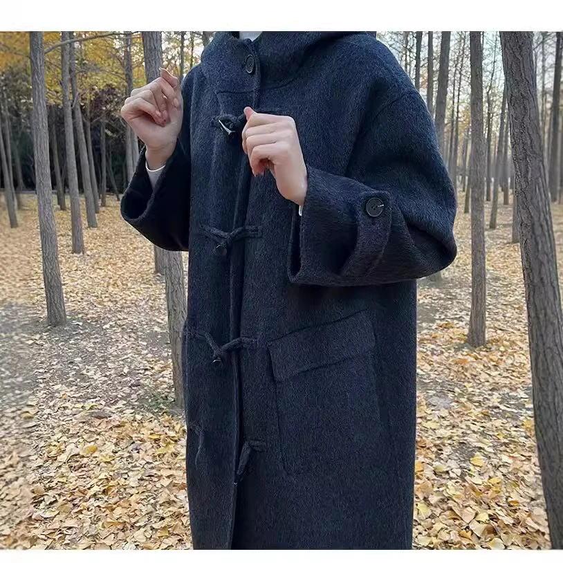 2025年款女装韩款新款修身气质外套秋冬双面呢百搭加长款羊毛大衣