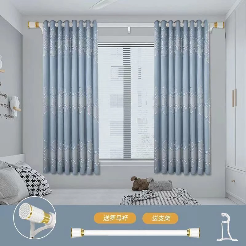 2025新款窗帘卧室遮光免打孔安装窗帘杆一整套罗马杆全套带杆客厅