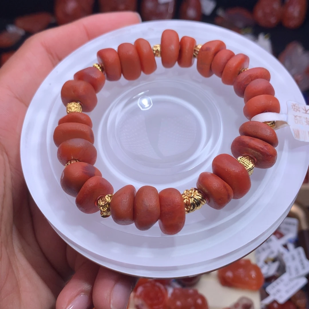 南红玛瑙未镶嵌珠宝半成品藏扣手串