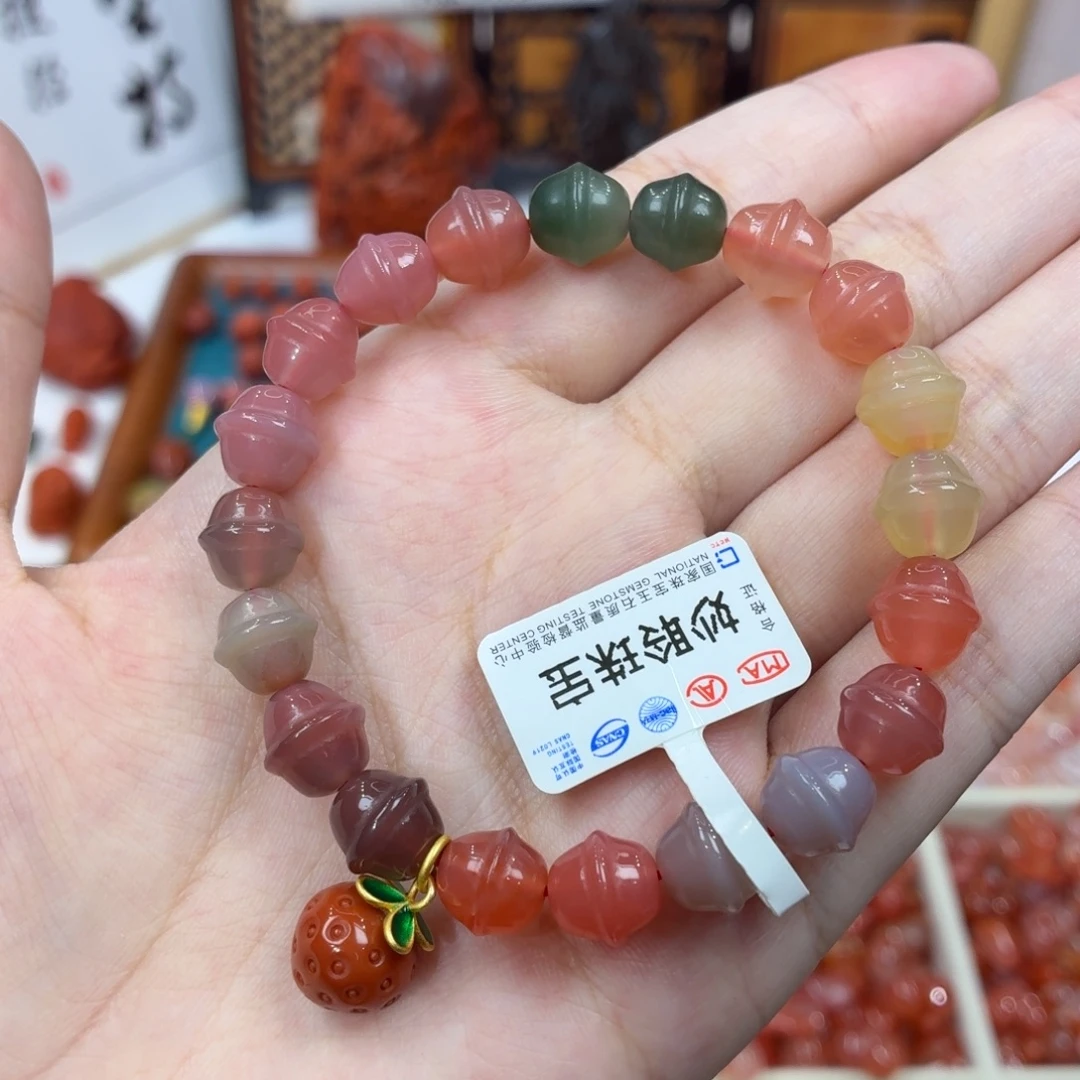 玛瑙/玉髓未镶嵌配饰灯笼珠手串