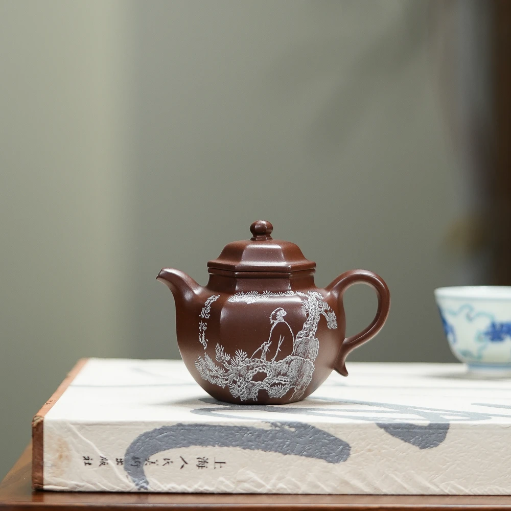 JTT231【范家壶庄】潘菊芳 六方莲子 某革紫泥 175cc 紫砂壶 青墨