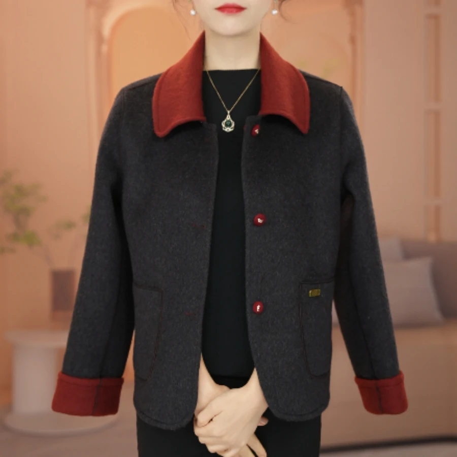 两面穿双面羊绒大衣外套女2025秋冬新款显瘦百搭小香风中年上衣女