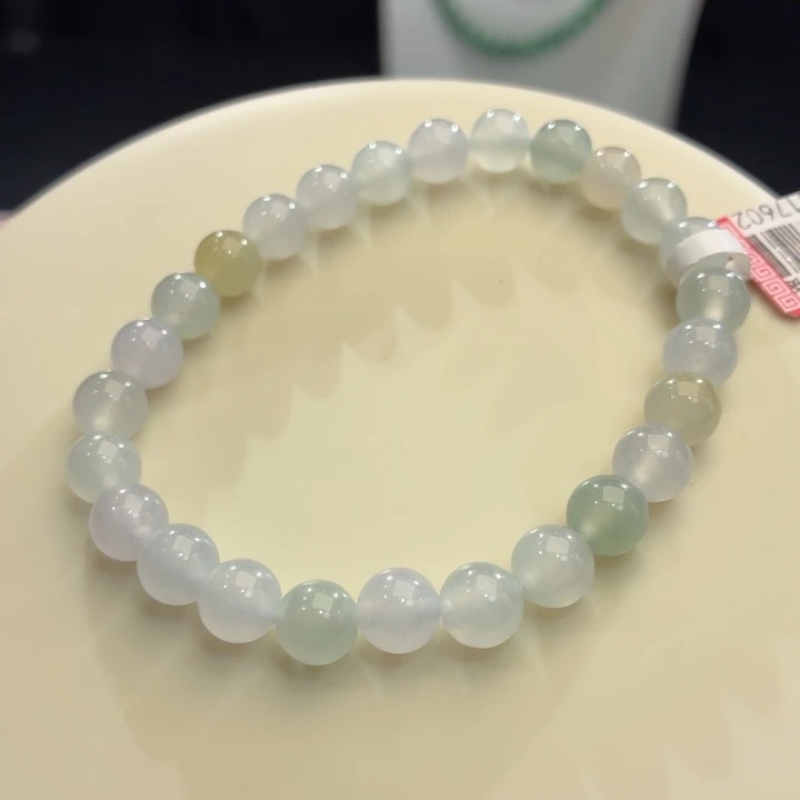 翡翠未镶嵌手链冰胶浅多宝卡7