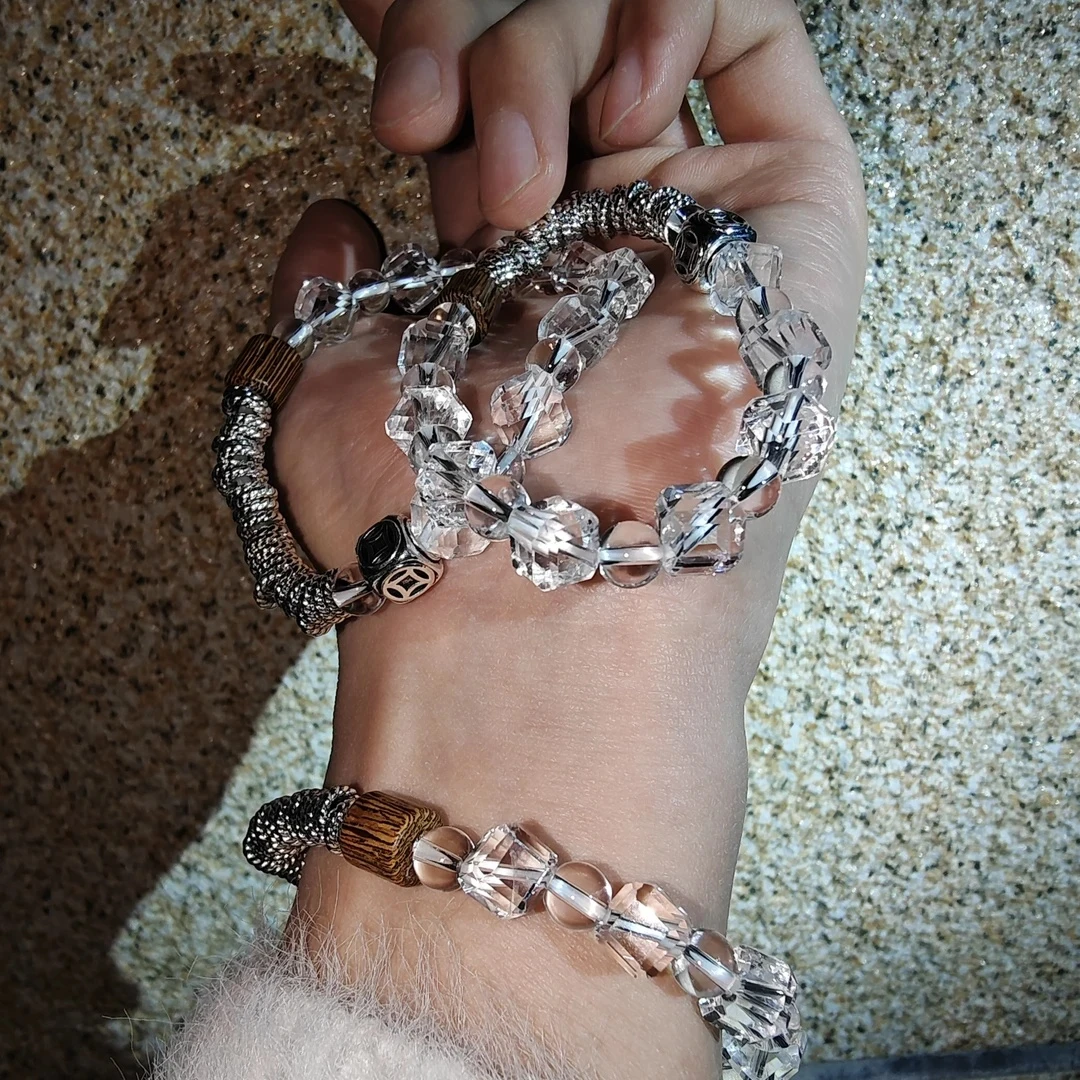 【净化磁场】增记忆白盘缠水晶AAA级太空之镜手链 多样性发其一