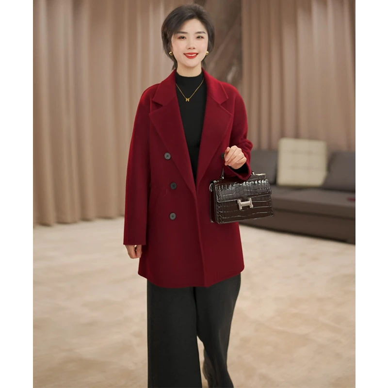 2024秋冬双面100%羊毛呢大衣气质显瘦时尚中长款女装外套ZJ2577
