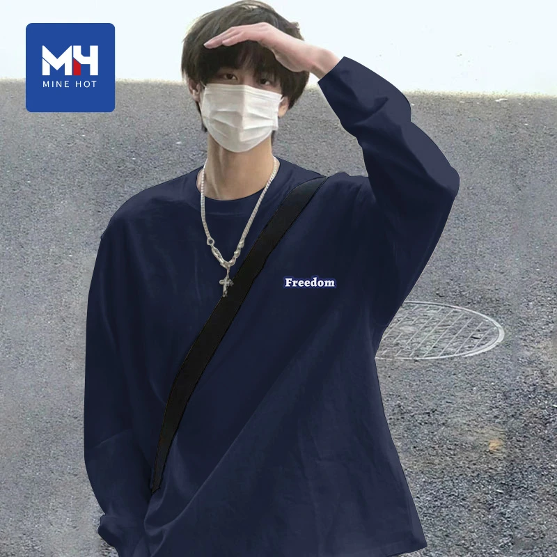 唐狮集团MH男长袖t恤秋季2025新款简约百搭男款重磅纯棉男士上衣
