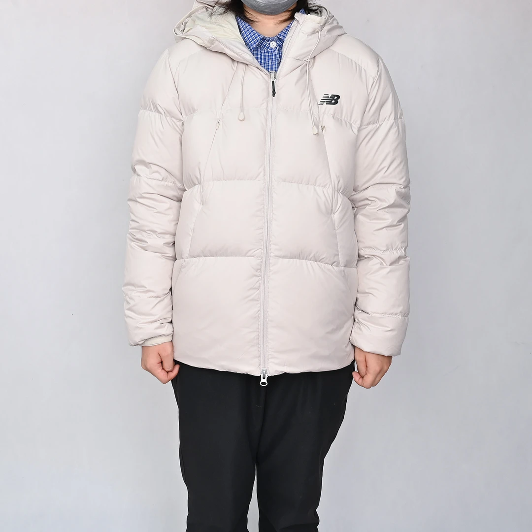 NEW BALANCE NB冬季新款男子保暖羽绒服连帽简约外套NPF44011-BEI