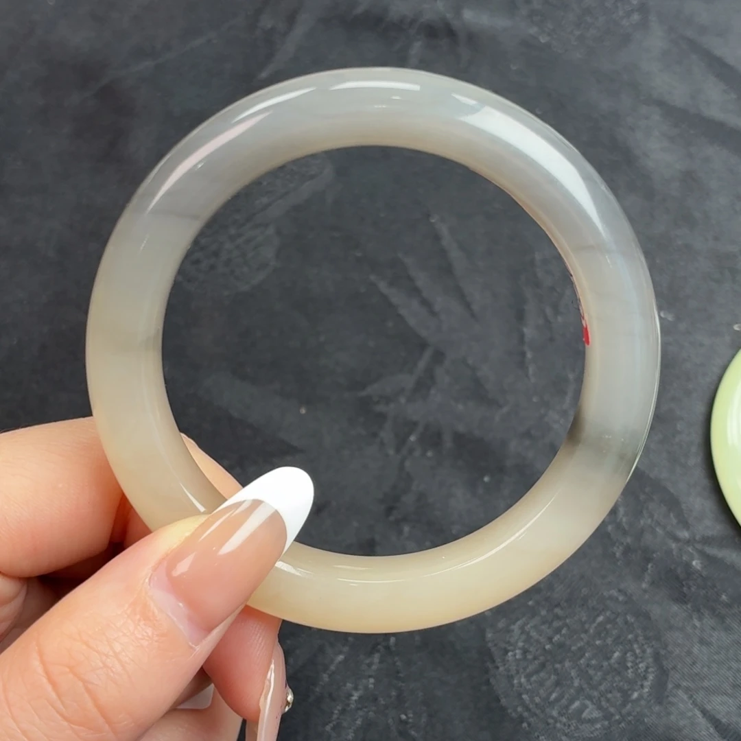 和田玉未镶嵌手镯粉紫渐变冰润正装24