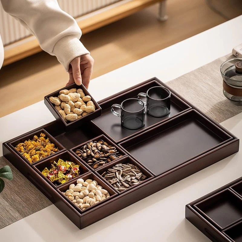 围炉冰茶茶点干果盘家用客厅木质茶托盘零食水果摆放盘糖果盒果盘