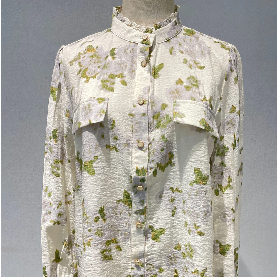 1801310拼接长袖薄款短款夏威夷风衬衫