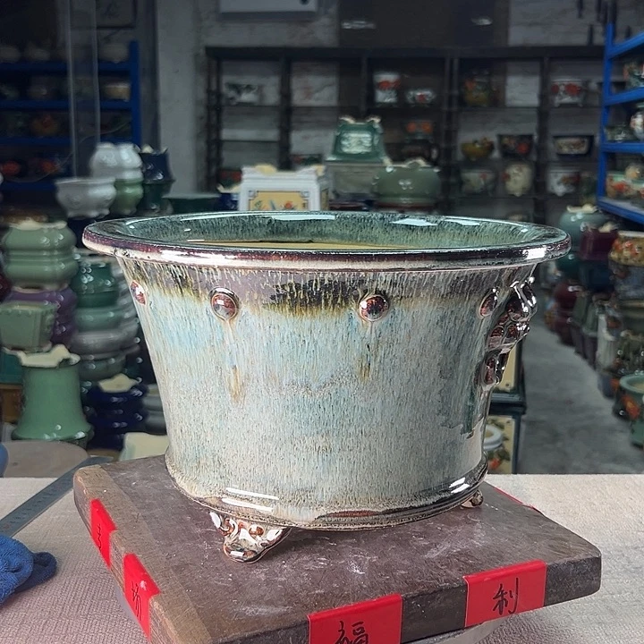 泳坤堂石湾盆北**狼陶瓷